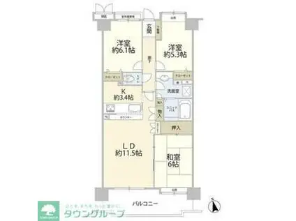 ロイヤルガーデン立川けやき台(3LDK/6階)の間取り写真