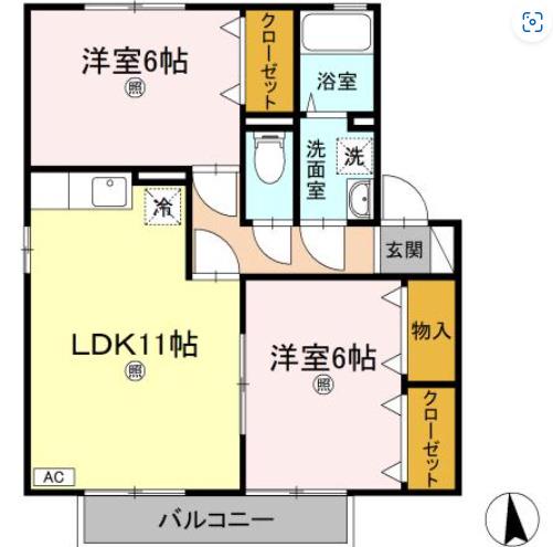 サン・スクエアB棟(2LDK/2階)の間取り写真