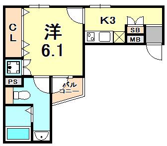 フローリスト二宮(1K/2階)の間取り写真