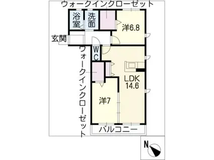 エポック泰山 B棟(2LDK/1階)の間取り写真