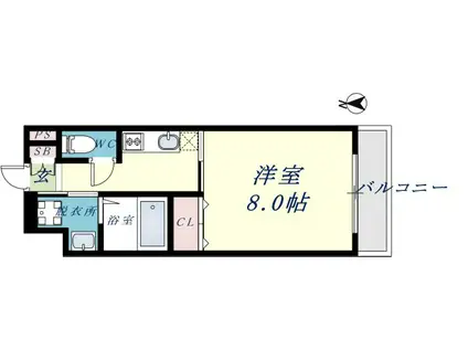 アマービレ布施(1K/4階)の間取り写真