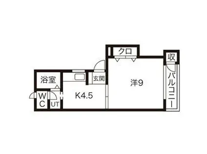 リベルテ(1DK/2階)の間取り写真