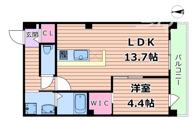 サンティエ福島吉野(1LDK/2階)の間取り写真