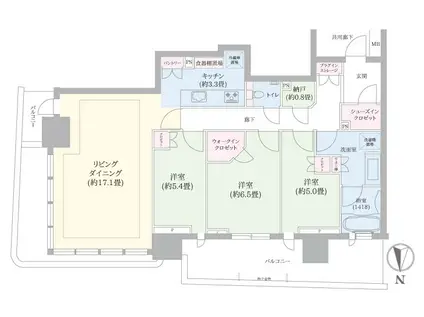 幕張ベイパーク ライズゲートタワー(3LDK/9階)の間取り写真