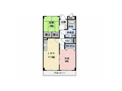 LIMPIAあっぷる(2LDK/3階)の間取り写真