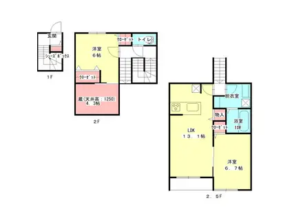 ル・グリ(2SLDK/2階)の間取り写真