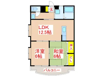 パームビーチ重富(2LDK/2階)の間取り写真