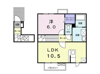 レーベン・バオムC(1LDK/2階)の間取り写真