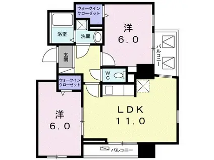 プルメリア(2LDK/6階)の間取り写真