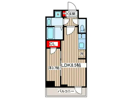シーズンフラッツ住吉(1LDK/4階)の間取り写真