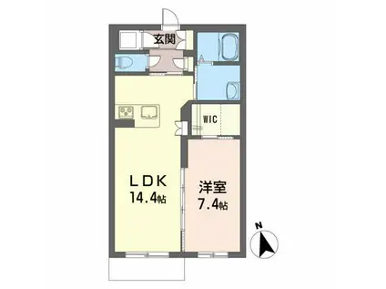 メゾンマスト盛南中央III(1LDK/1階)の間取り写真