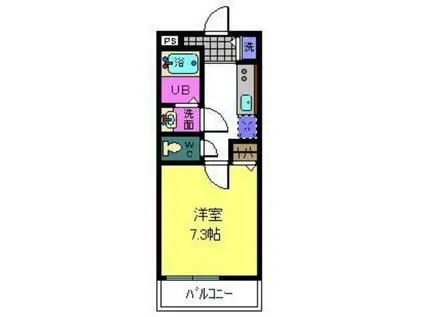 ノールリヴィエール(1K/2階)の間取り写真