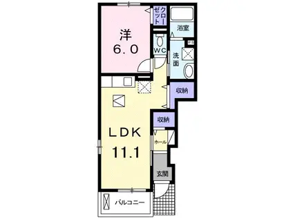 エスプリII(1LDK/1階)の間取り写真