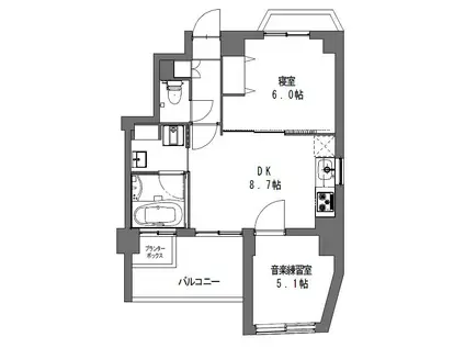 小田急線 登戸駅 徒歩5分 5階建 築14年(2DK/4階)の間取り写真