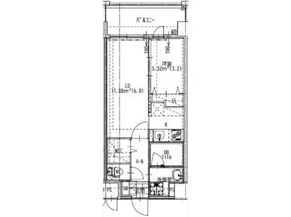 ヒルトップライン(1K/2階)の間取り写真