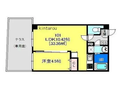 WILLIAMI(1LDK/1階)の間取り写真
