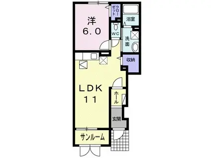 ブランシュ ネージュ II(1LDK/1階)の間取り写真