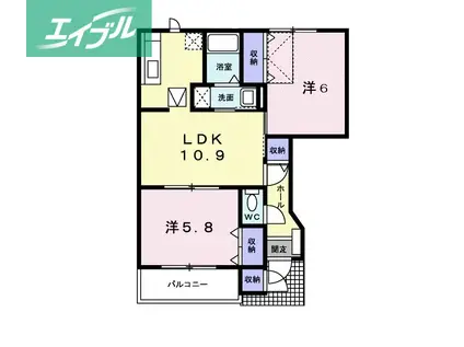 リーセント春町(1K/2階)の間取り写真