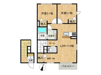 東京メトロ東西線 行徳駅 徒歩9分 2階建 築3年(2LDK/2階)の間取り写真