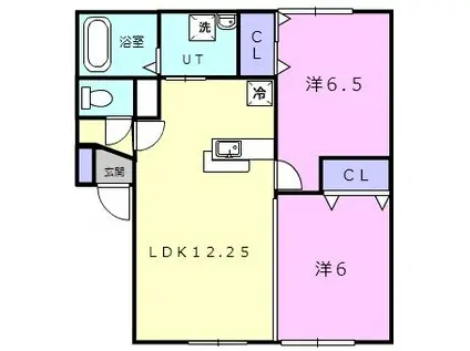 プレミールD館(2LDK/2階)の間取り写真