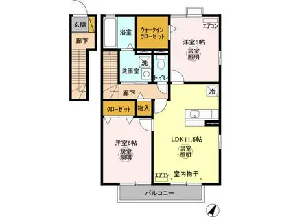 ガーデンコートC(2LDK/2階)の間取り写真