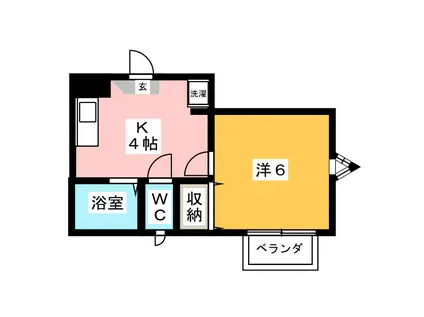 ヴィラ材木座(1K/3階)の間取り写真