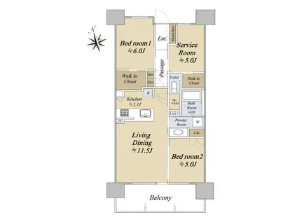 シティハウス高岳レジデンス(2SLDK/8階)の間取り写真