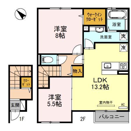 ロック・ベイレーク(2LDK/2階)の間取り写真