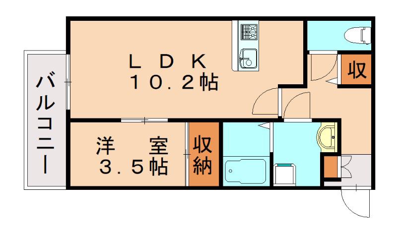 PREVOYANCE堤(1LDK/2階)の間取り写真