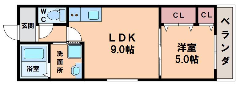フジパレス寺田町II番館(1LDK/2階)の間取り写真