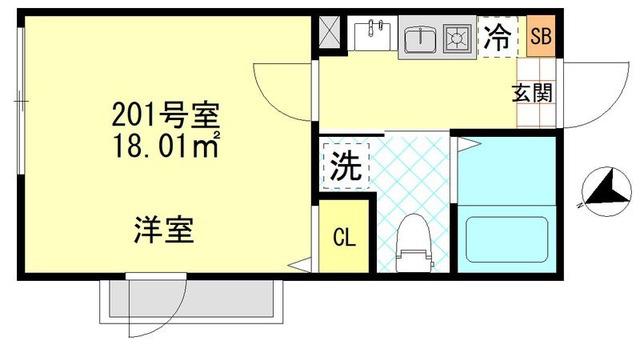 一之江アパート (1K/2階)の間取り写真
