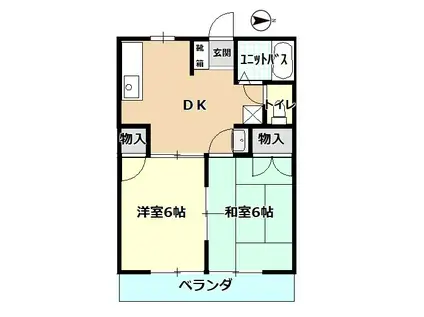 サンシティ安本A(2DK/1階)の間取り写真