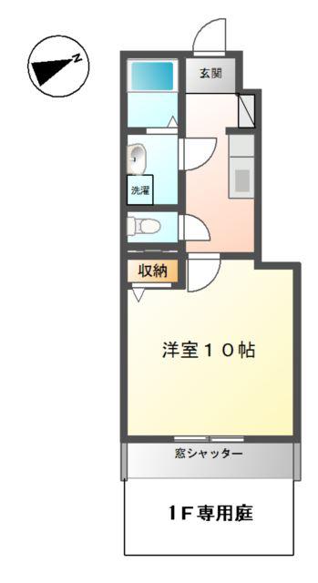 グリーンフィールド(1K/1階)の間取り写真