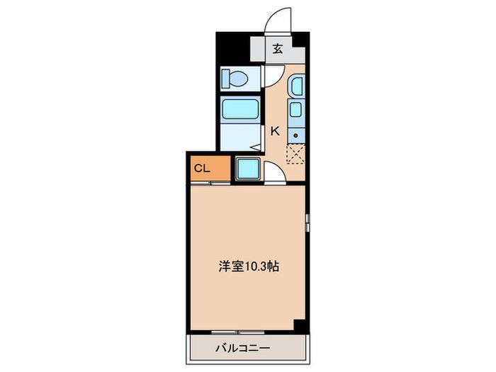 プレミアムフジ(1K/3階)の間取り写真
