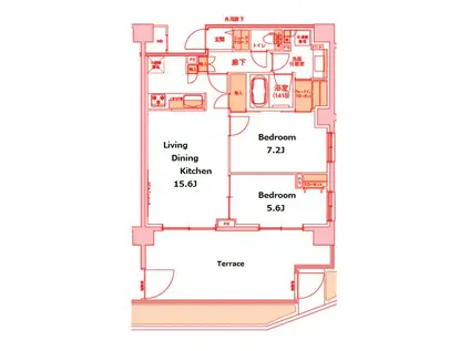 スタイリオ梶が谷(2LDK/1階)の間取り写真