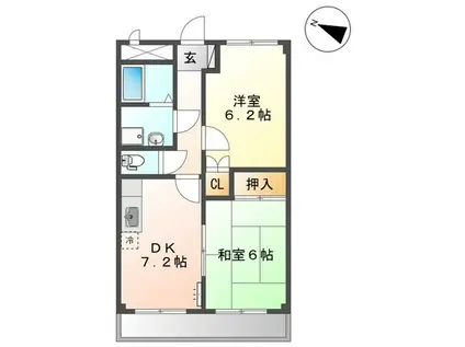 ミレニアム・ハイム1号館(2DK/2階)の間取り写真