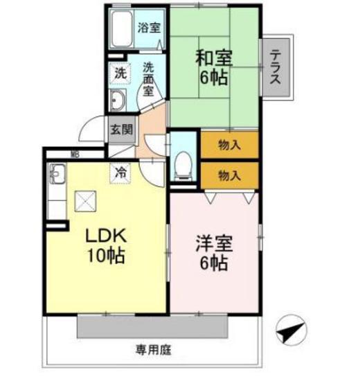フローラ西山本(2LDK/1階)の間取り写真
