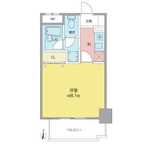 ディアコートA(1K/2階)の間取り写真