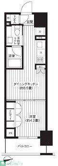 レジディア新御徒町(1DK/12階)の間取り写真
