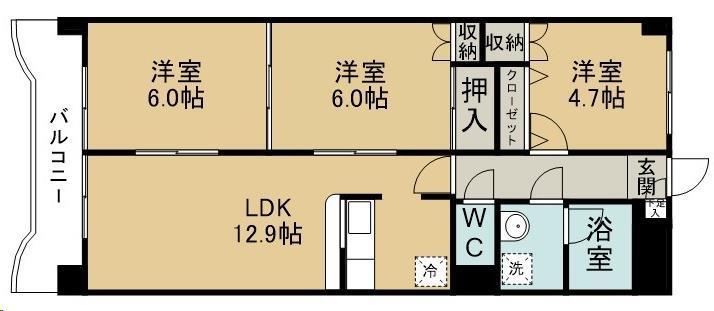 ジェムラポール(3LDK/4階)の間取り写真