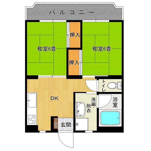 メゾンドール三宅(2DK/4階)の間取り写真