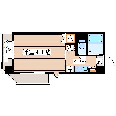 松栄タワーイン宮城野(1K/5階)の間取り写真