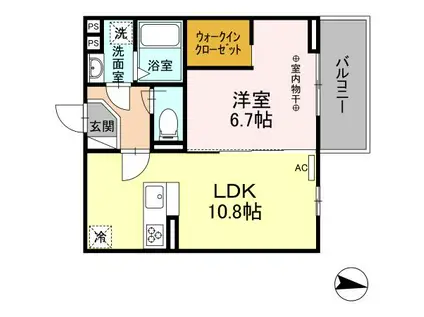 フェリシオ成子坂(1LDK/2階)の間取り写真