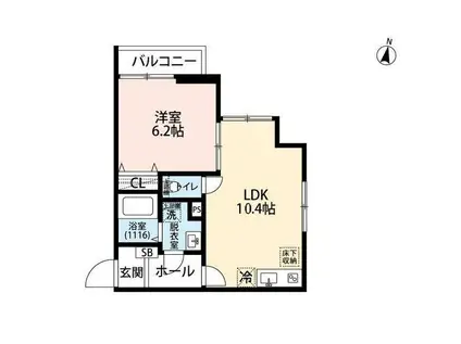 エクセラン柴崎町(1LDK/1階)の間取り写真