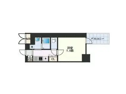 プレサンス栄ラグジュ(1K/9階)の間取り写真