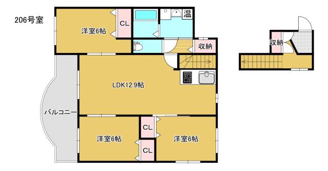 ガーデン津島II(3LDK/2階)の間取り写真