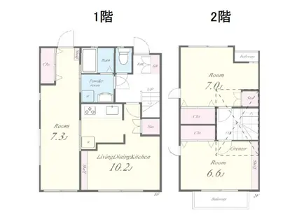 メゾンドワイケーフルーブ(3LDK/1階)の間取り写真