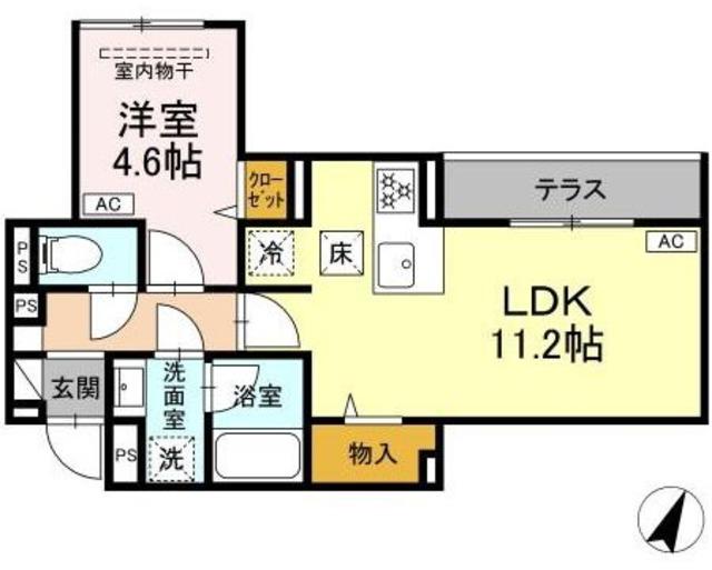 セレスティア上鷺宮II(1LDK/1階)の間取り写真