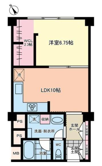 ヴィラ赤坂(1LDK/6階)の間取り写真