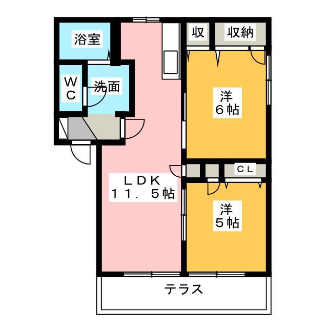 エーデルハイムC(2LDK/1階)の間取り写真